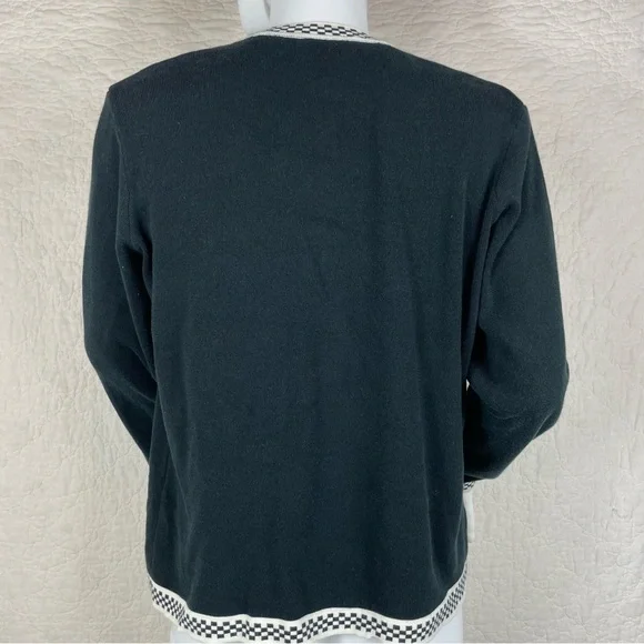 🔥Talbots Made in Italy Black White Checker Cardigan Sweater Set Women Size S - Picture 4 of 15